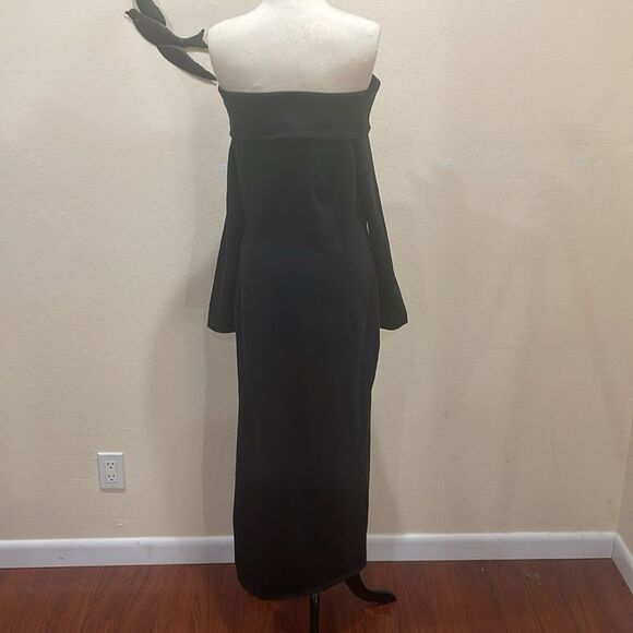 NEW! Peruvian Connection Black Pima Cotton Portrait Collar Long Sleeve Dress - M - Picture 3 of 12